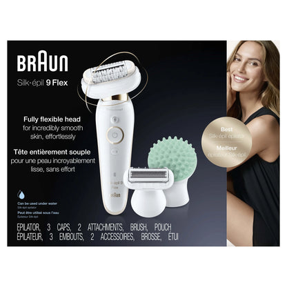 2026 2025 Braun Silk-épil 9 Flex 9-020 - Épilateur pour Femmes, Blanc/Or