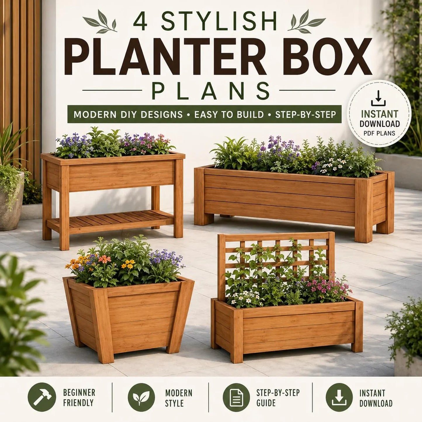 Modern Cedar Planter Box Plans | 4 DIY Raised Garden Bed