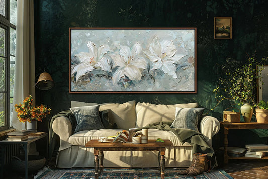 2026 White Lilies Wall Decor, Vintage Big Flower Wall Art Gift