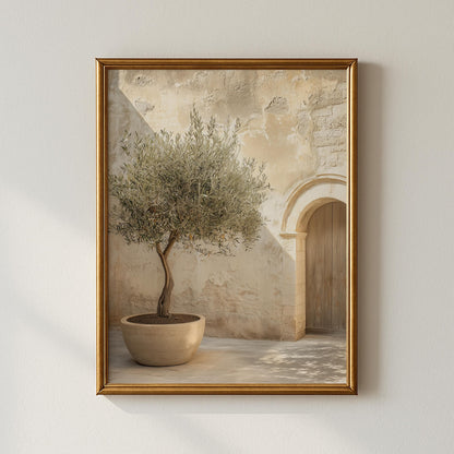 Mediterranean Olive Tree Print – Minimalist Warm Neutral Wall Art (Digital Download art prints)