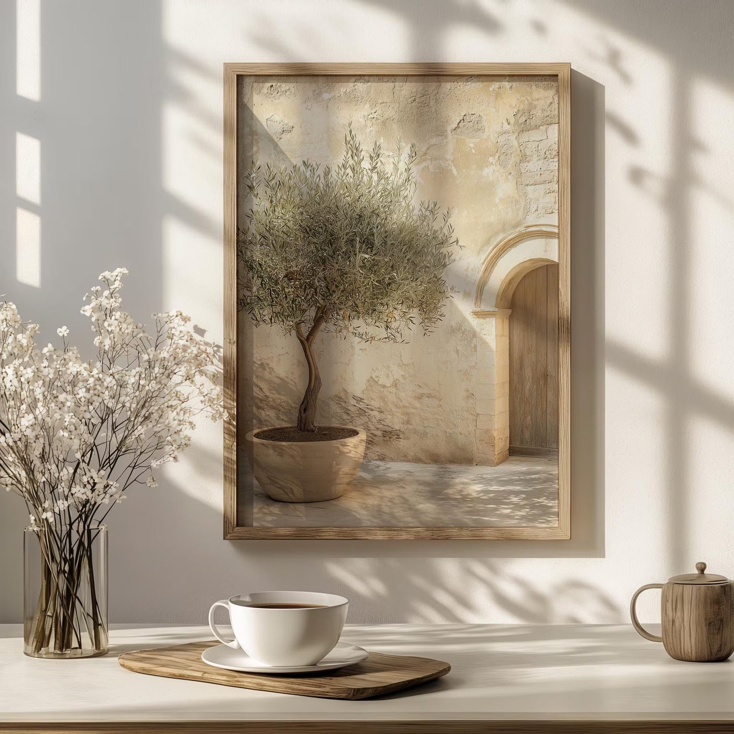 Mediterranean Olive Tree Print – Minimalist Warm Neutral Wall Art (Digital Download art prints)