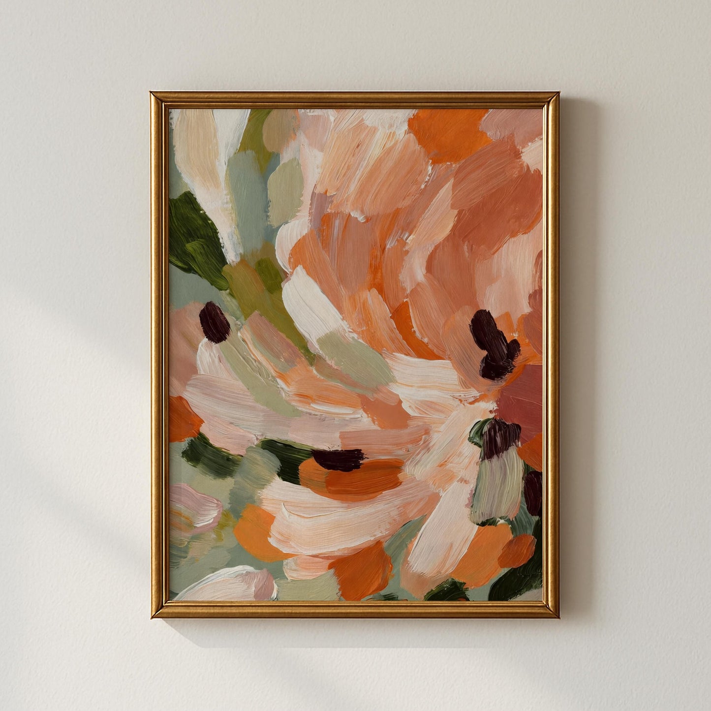 Abstract Floral Wall Art, Terracotta Sage Botanical Painting, Minimalist Decor (Digital Download art prints)