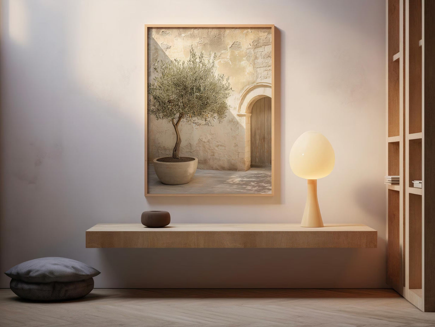 Mediterranean Olive Tree Print – Minimalist Warm Neutral Wall Art (Digital Download art prints)