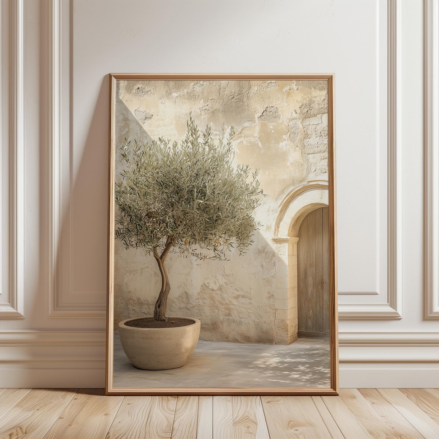 Mediterranean Olive Tree Print – Minimalist Warm Neutral Wall Art (Digital Download art prints)