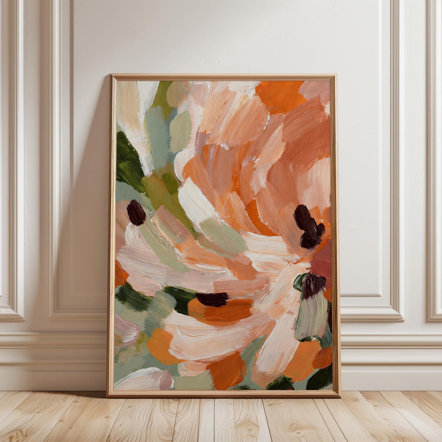 Abstract Floral Wall Art, Terracotta Sage Botanical Painting, Minimalist Decor (Digital Download art prints)